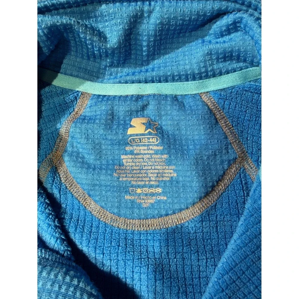 Starter Dri-Star Mens Large Blue Waffle Knit Quarter Zip Pullover Athletic Top